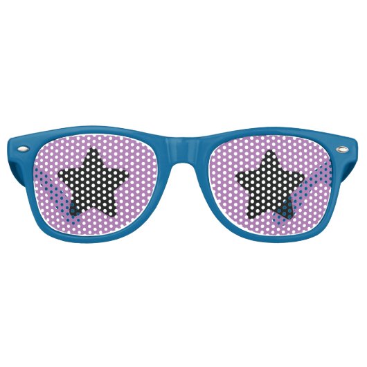 Funny Black Star Paarse achtergrond Retro Zonnebril (Voorkant)