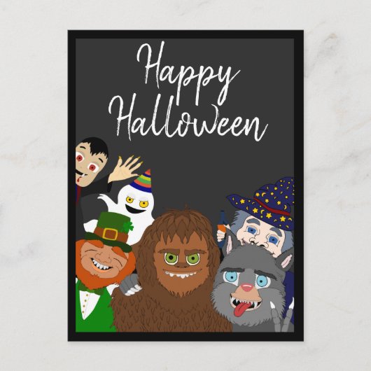 Funny Black Supernatural Creaters Happy Halloween Briefkaart (Voorkant)