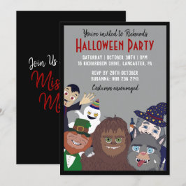 Funny Black Supernatural Halloween Costume Party Kaart