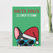 Funny Black Tan Frenchie Santa Paws Kerstmis Kaart (Voorkant)