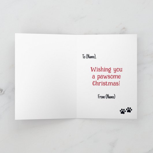 Funny Black Tan Frenchie Santa Paws Kerstmis Kaart (Binnen)