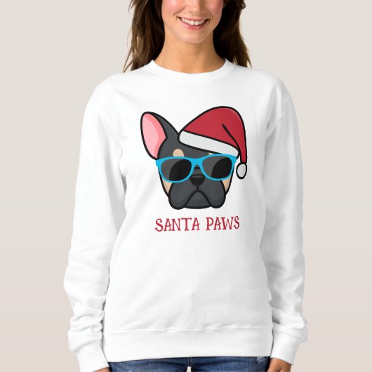 Funny Black Tan Frenchie Santa Paws Kerstmis Trui (Voorkant)