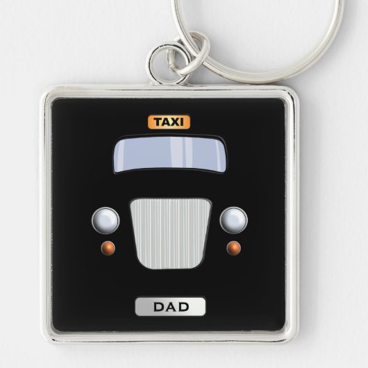 Funny Black Taxi Cab Personalized Square Sleutelhanger (Voorkant)