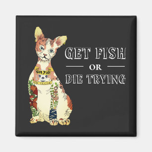 Funny Black Thug Sphynx Cat Tattoo Feline Gezegde Magneet