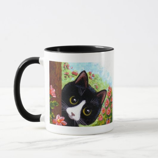 Funny Black Tuxedo Cat Creationarts Mok (Links)