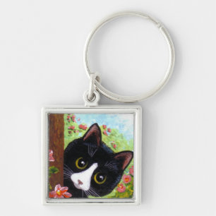 Funny Black Tuxedo Cat Creationarts Sleutelhanger