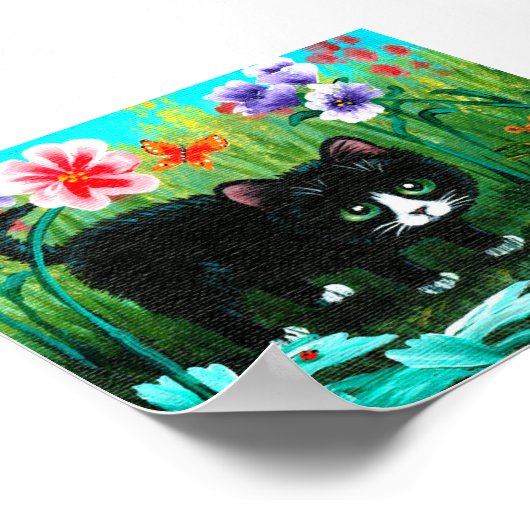 Funny Black Tuxedo Cat Mouse Art Creationarts Poster (Hoek)