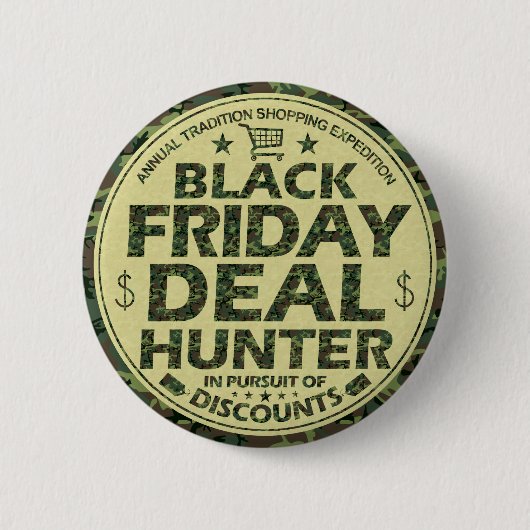Funny Black Vrijdag Deal Hunter Discount Winkers Ronde Button 5,7 Cm (Voorkant)