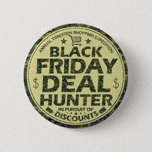 Funny Black Vrijdag Deal Hunter Discount Winkers Ronde Button 5,7 Cm