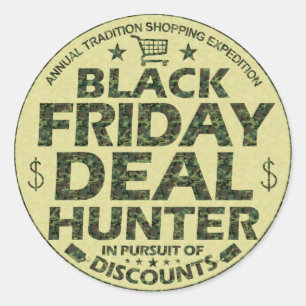 Funny Black Vrijdag Deal Hunter Discount Winkers Ronde Sticker