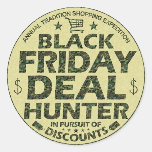 Funny Black Vrijdag Deal Hunter Discount Winkers Ronde Sticker (Voorkant)