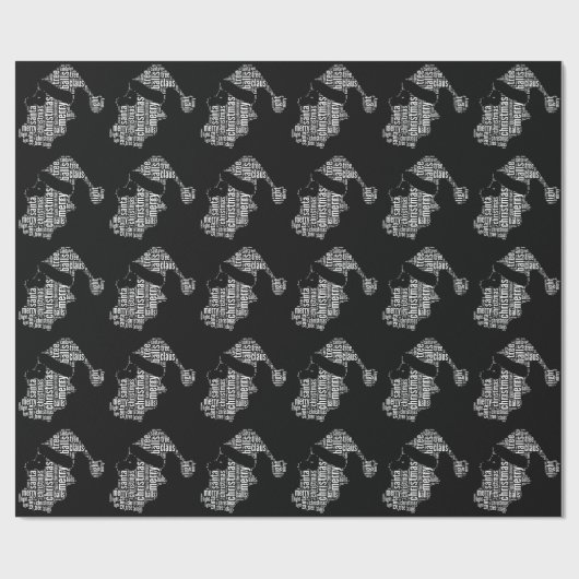Funny Black White Merry kerstkerstkerstkerstkerstk Cadeaupapier (Vlak)