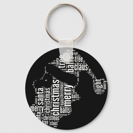 Funny Black White Merry kerstkerstkerstkerstkerstk Sleutelhanger (Voorkant)