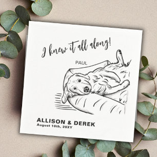 Funny Black White Minimalist Dog Cat Pet Wedding Servet