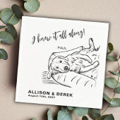 Funny Black White Minimalist Dog Cat Pet Wedding Servet