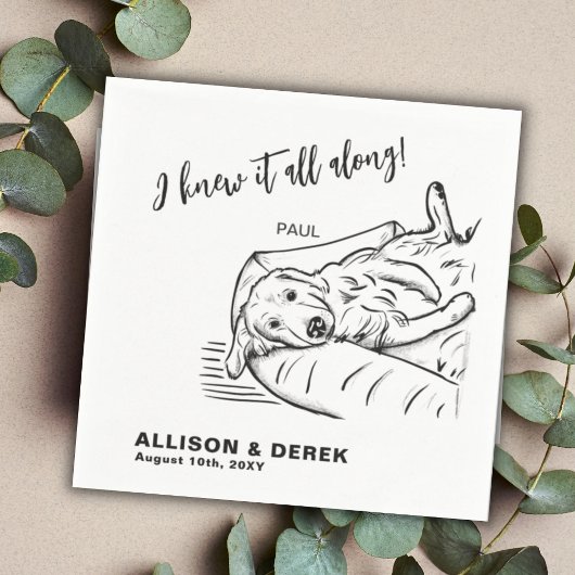 Funny Black White Minimalist Dog Cat Pet Wedding Servet