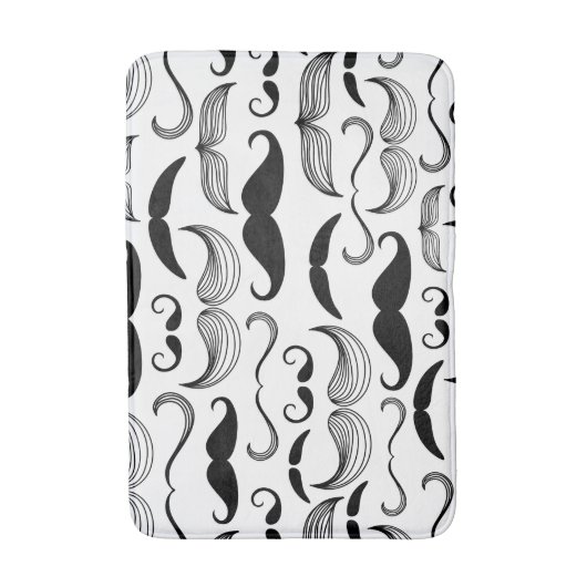 Funny Black & White Mustache Design Badmat (Voorkant Verticaal)
