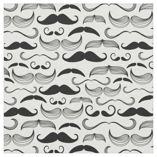Funny Black & White Mustache Design Stof (Close Up)