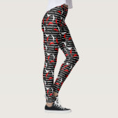 Funny Black White Red Stripes Half Moon Leggings (Rechts)
