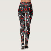 Funny Black White Red Stripes Half Moon Leggings (Achterkant)