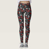 Funny Black White Red Stripes Half Moon Leggings (Voorkant)