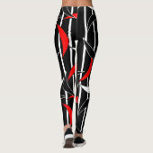 Funny Black White Red Stripes Half Moon Leggings (Achterkant)