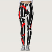 Funny Black White Red Stripes Half Moon Leggings (Voorkant)