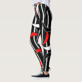 Funny Black White Red Stripes Half Moon Leggings (Links)