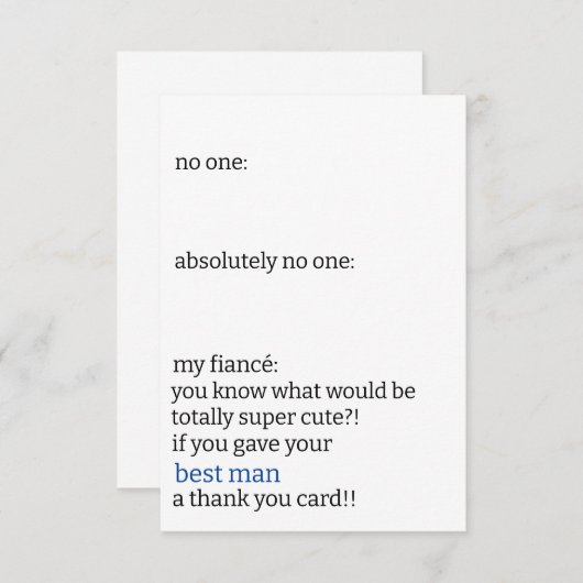 Funny Black & White Simple Man No One Meme Bedankkaart (Voorkant / Achterkant)