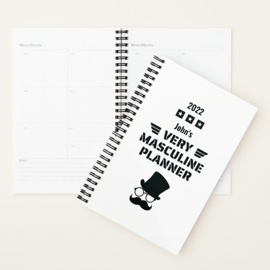 Funny Black & White Zeer Masculine Planner (Display)
