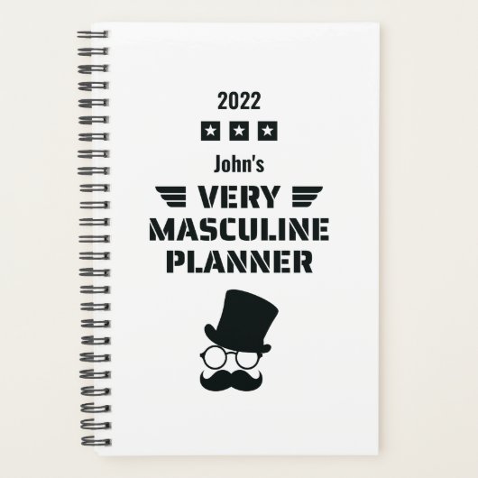 Funny Black & White Zeer Masculine Planner (Voorkant)