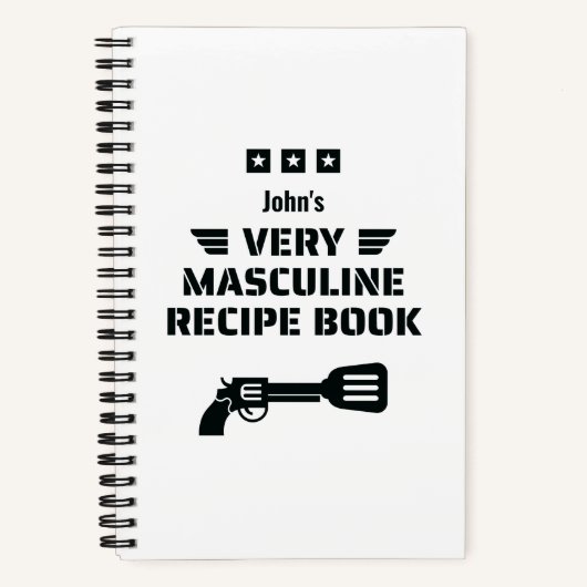 Funny Black & White Zeer Masculine Recipbook Notitieboek (Voorkant)