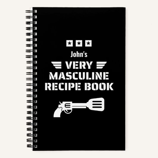 Funny Black & White Zeer Masculine Recipbook Notitieboek (Voorkant)