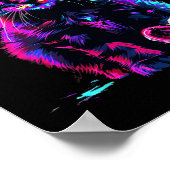 Funny Blacklight Glitch Art Cute Cat Kitten Valent Poster (Hoek)
