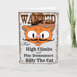 Funny Blank Inside Card Outlaw Cowboy Cat Kaart