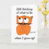 Funny Blank Inside Kaart Cartoon Mustache Cat (Gele Bloem)