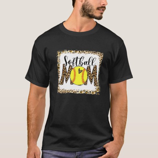 Funny Bleaching Leopard Softball Ma Softball Mothe T-shirt (Voorkant)