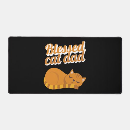 Funny Blessed Cat Dad Oranje Tabby Cat Feline Bureaumat (Voorkant)