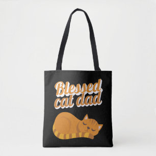 Funny Blessed Cat Dad Oranje Tabby Cat Feline Tote Bag