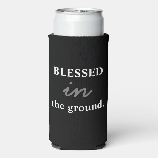 Funny "Blessed in the Town" zwart-wit Seltzer Blikjeskoeler (Seltzer Achterkant)