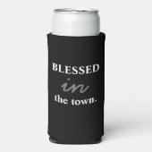 Funny "Blessed in the Town" zwart-wit Seltzer Blikjeskoeler (Seltzer Voorkant)