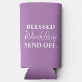 Funny "Blessed Wedding Arrival" Lavender & White Seltzer Blikjeskoeler (Achterkant)