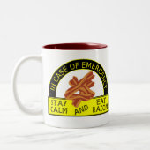 Funny Blijf kalm, Eat Bacon Mok (Links)