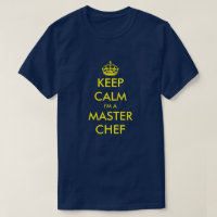 Funny blijft kalm koken in shirt voor master chef-