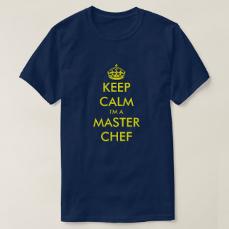 Funny blijft kalm koken in shirt voor master chef-
