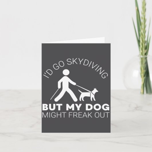 Funny Blind Joke Gift Seeing Eye Dog Skydiving Bli Kaart (Voorkant)