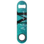 Funny Bling Drink Turquoise Glitter Sparkles Speed Flessenopener (Achterkant)