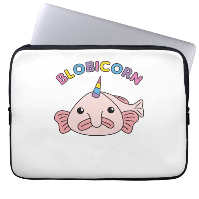 Funny Blobfish Unicorn Blobicorn Laptop Sleeve (Voorkant)