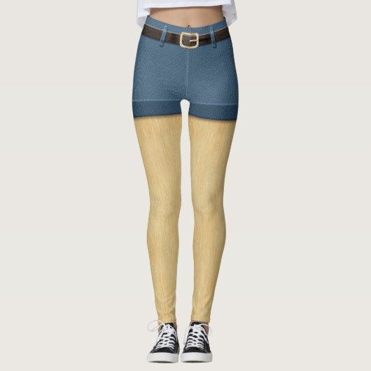 Funny Blonde Hair Furry Legs Denim Shorts Leggings (Voorkant)