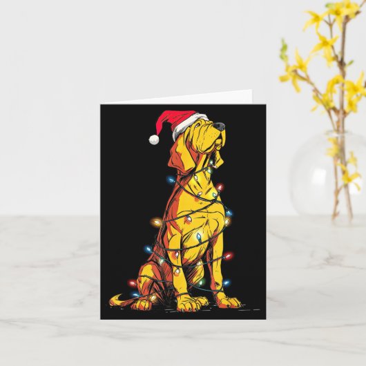 Funny Bloodhound Christmas Graphics Dog Lights Lov Kaart (Gele Bloem)